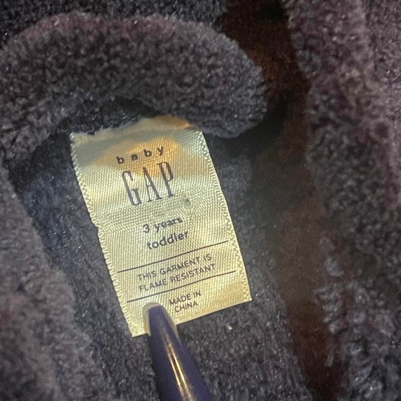 Baby Gap | Super Soft Plush Fleece | Navy Blue Robe | Hood Teddy Bear Ears 3T - Picture 5 of 5